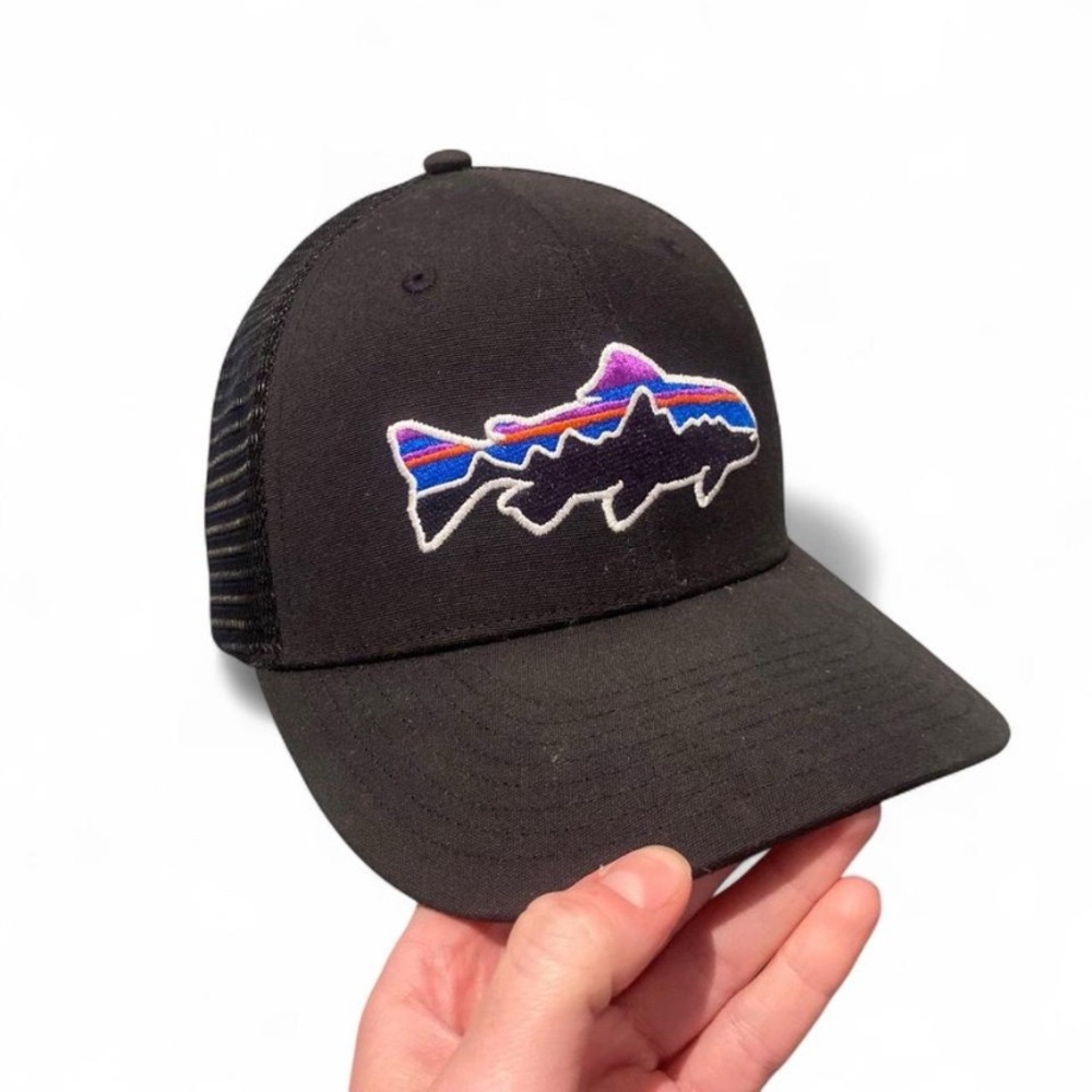 Patagonia Black Fitz Roy Trout Trucker Hat